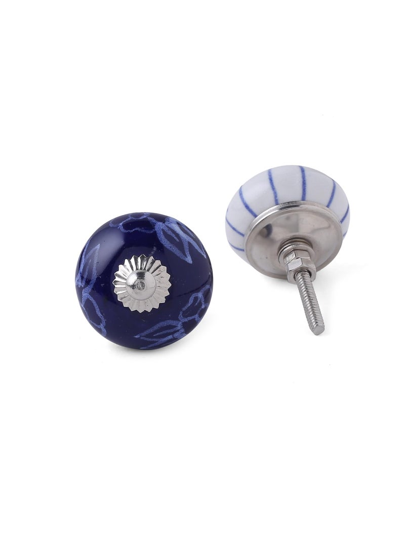 The Boho Street Set of 25 Assorted Ceramic Knobs Hand Painted Vintage Collection Blue and White Pumpkin and Round Knobs Cabinet Drawer Handles Pulls - Image 5